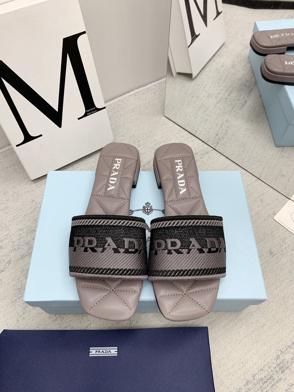 Prada 2026 Slippers Embroidery Sheepskin 731063