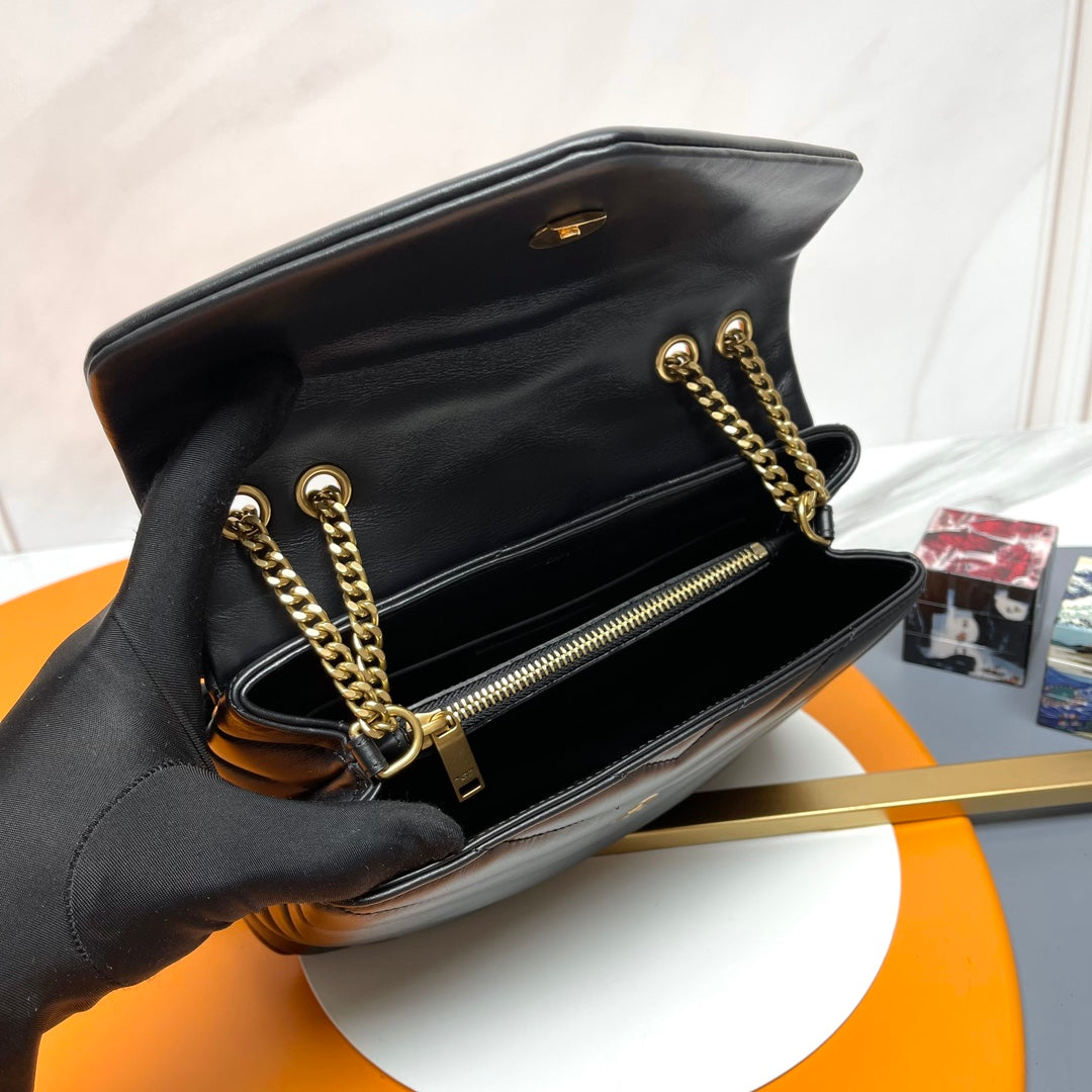 YSL Small Loulou Bag 23cm Black Lambskin GHW