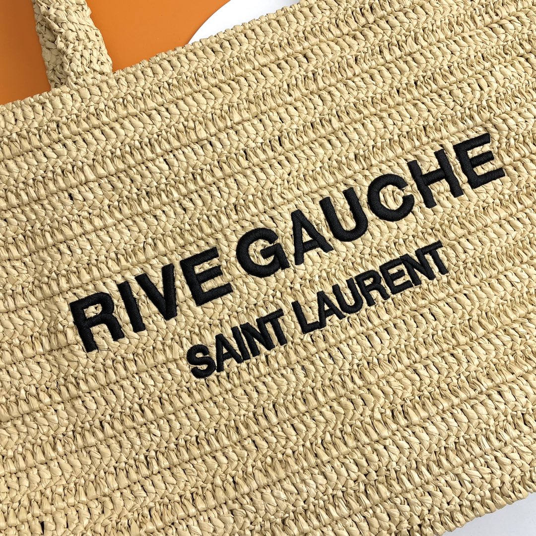 YSL Rive Gauche Tote Bag 38cm Straw Color in Raffia 285698