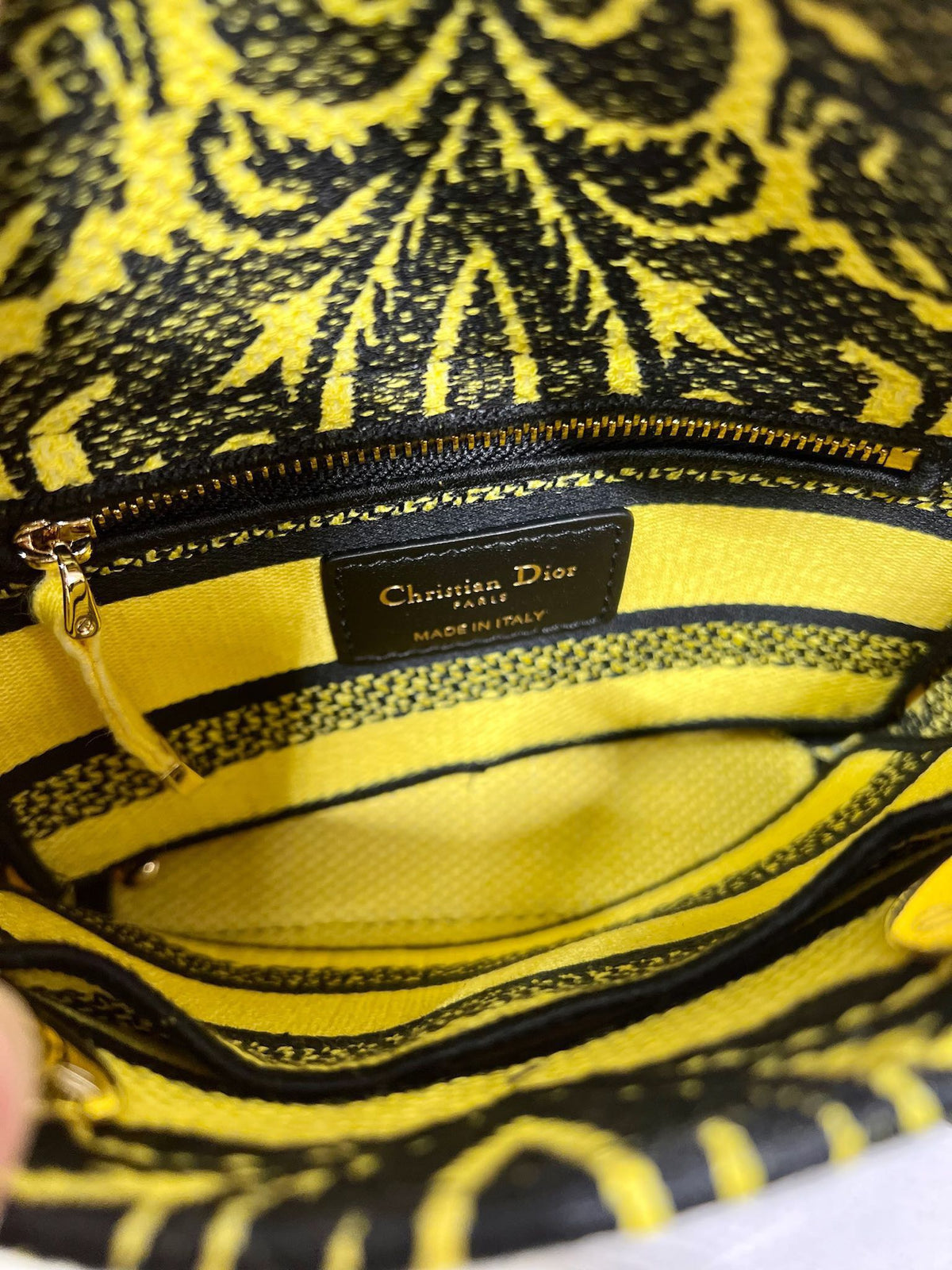 CD Flame Yellow 17 Lady Dior Bag Canvas 336745