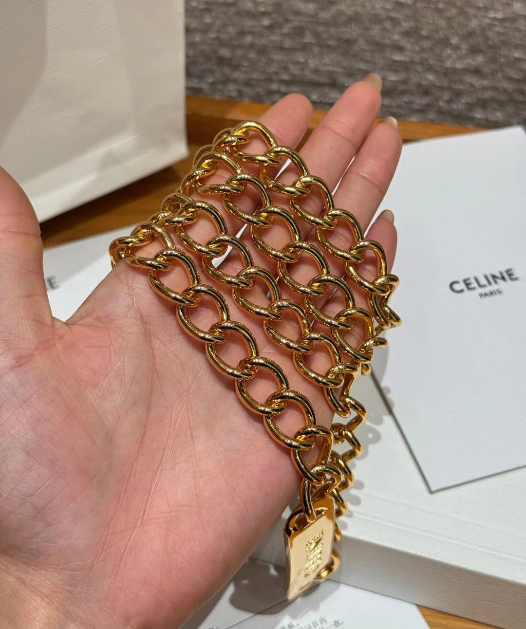 Celine 2026 Gold Nameplate Chain Belt
