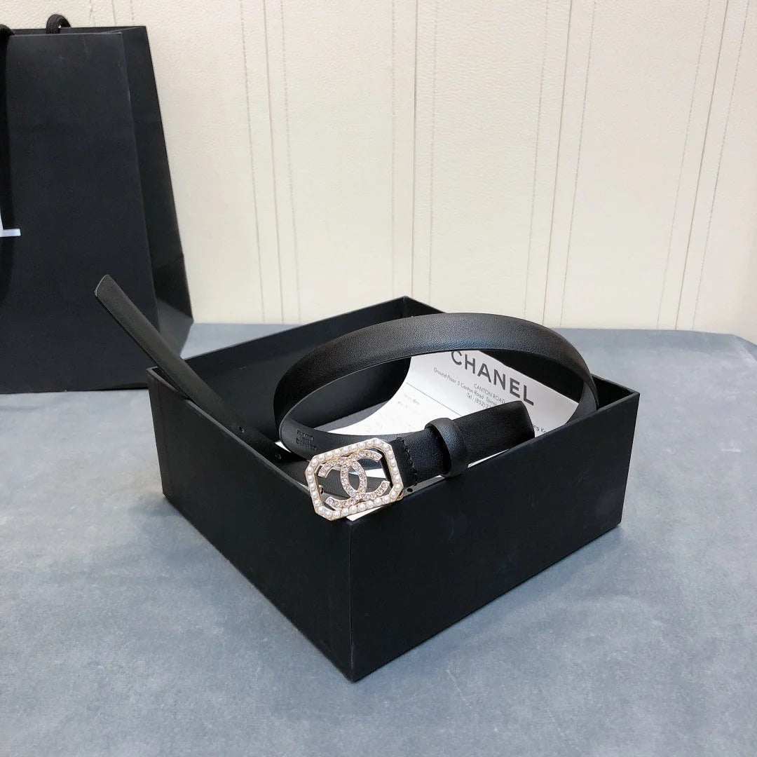 Chanel 2026 Pearl Buckle Belt 20mm Leather
