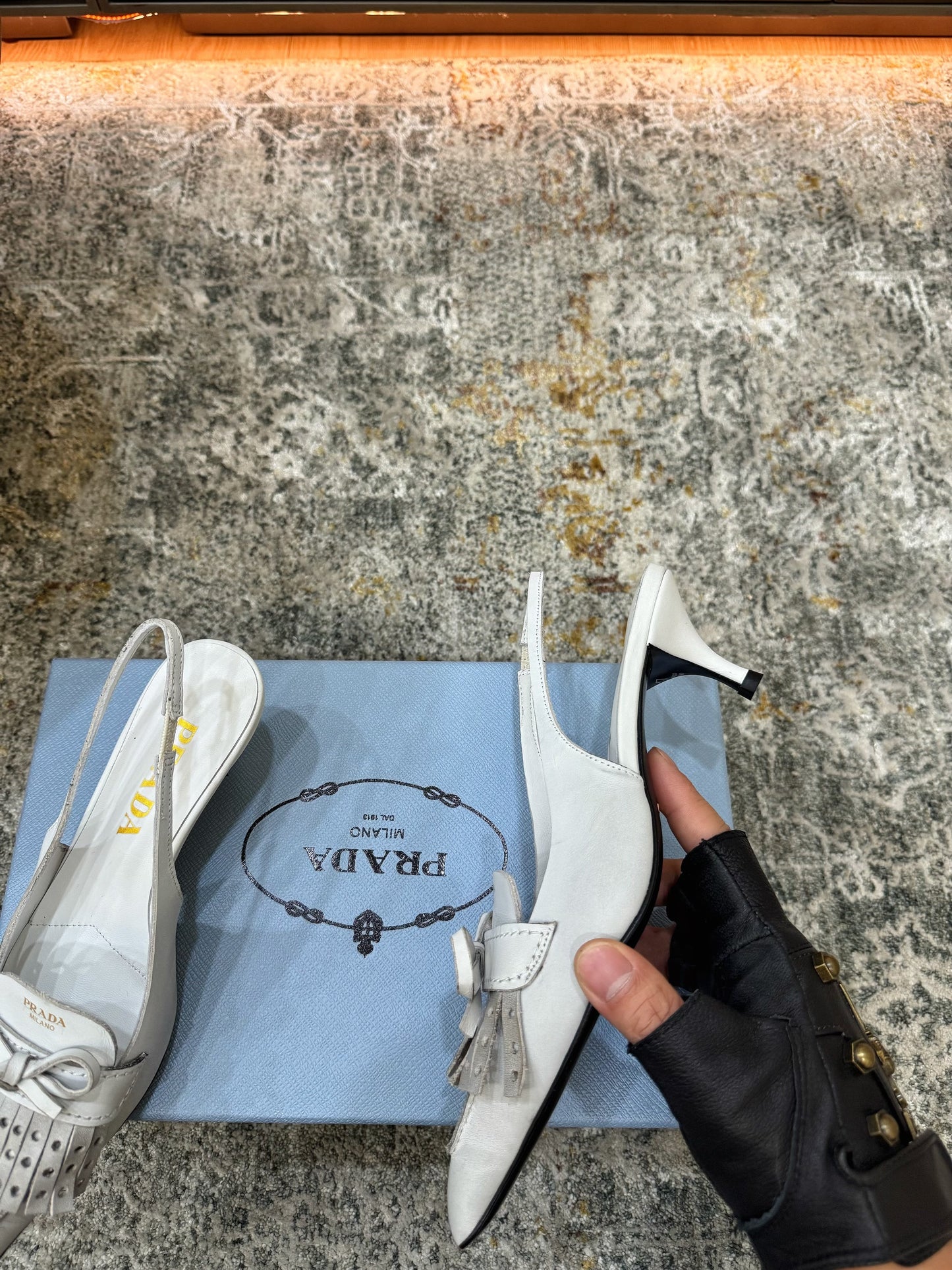 Prada 26s Slingback 6cm White Cowhide 804085