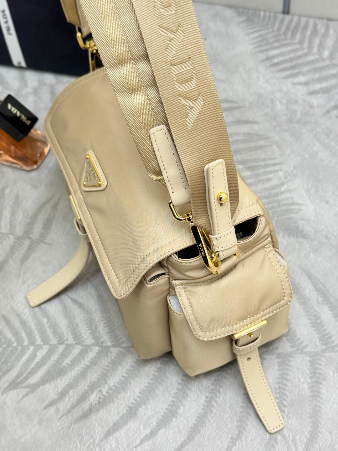 Pra Explore Medium Shoulder Bag With Flap Khaki Nylon 294034