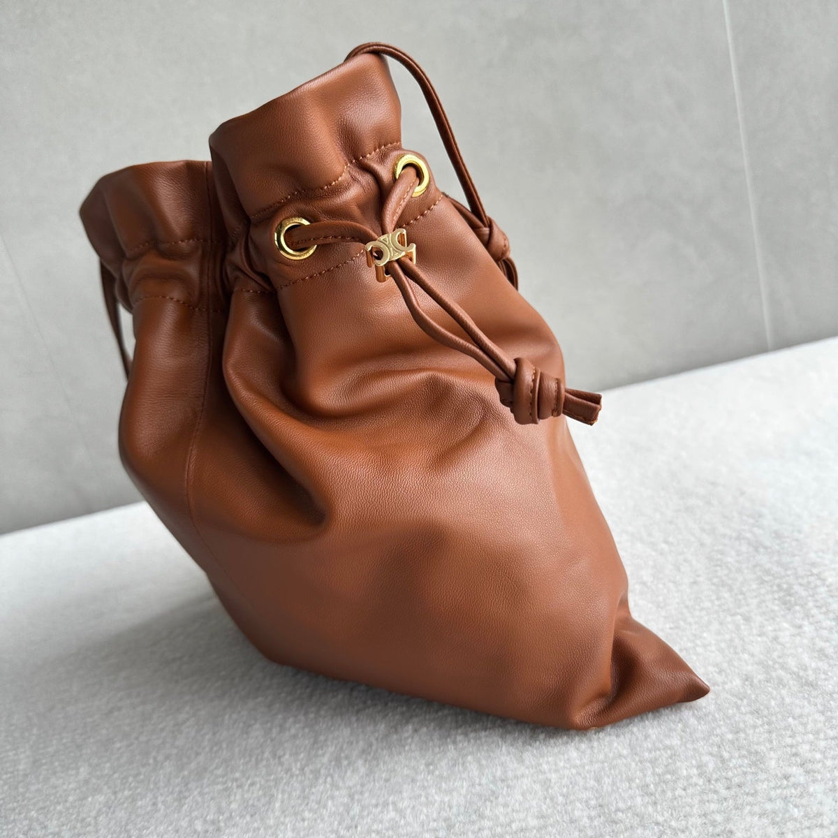 Celine Crystal Pouch Brown Lambskin