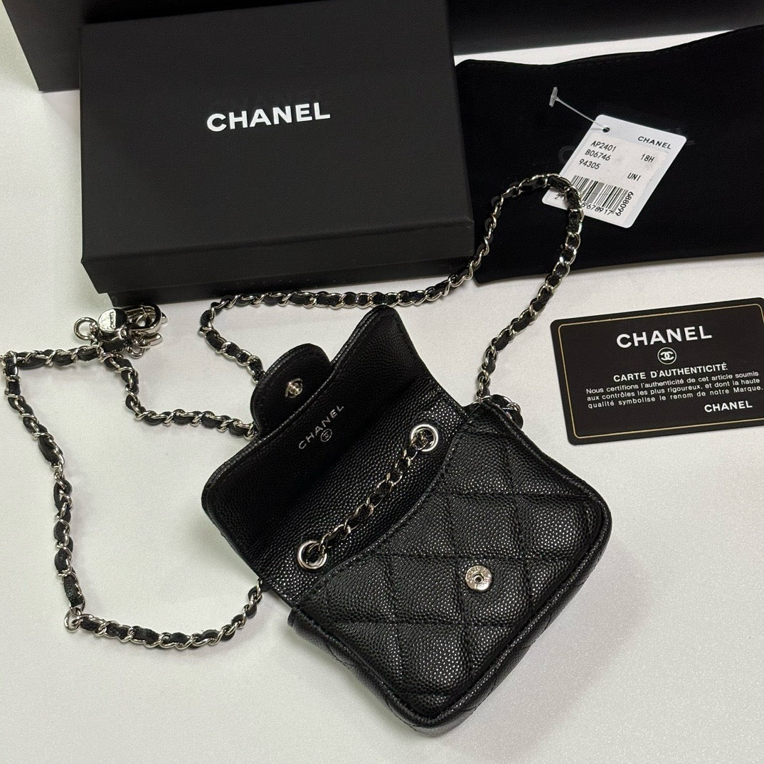 CC 26s Waist Belt Bag Chain Black Caviar SHW 212327