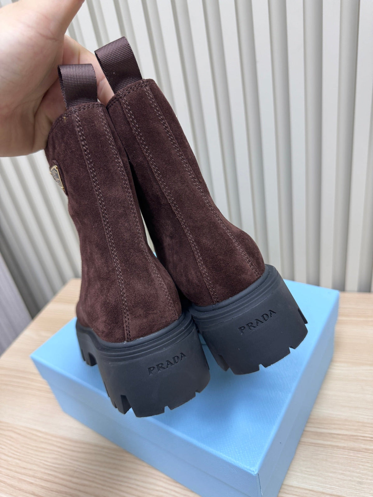PRA Martin boots burgundy brown suede 443648