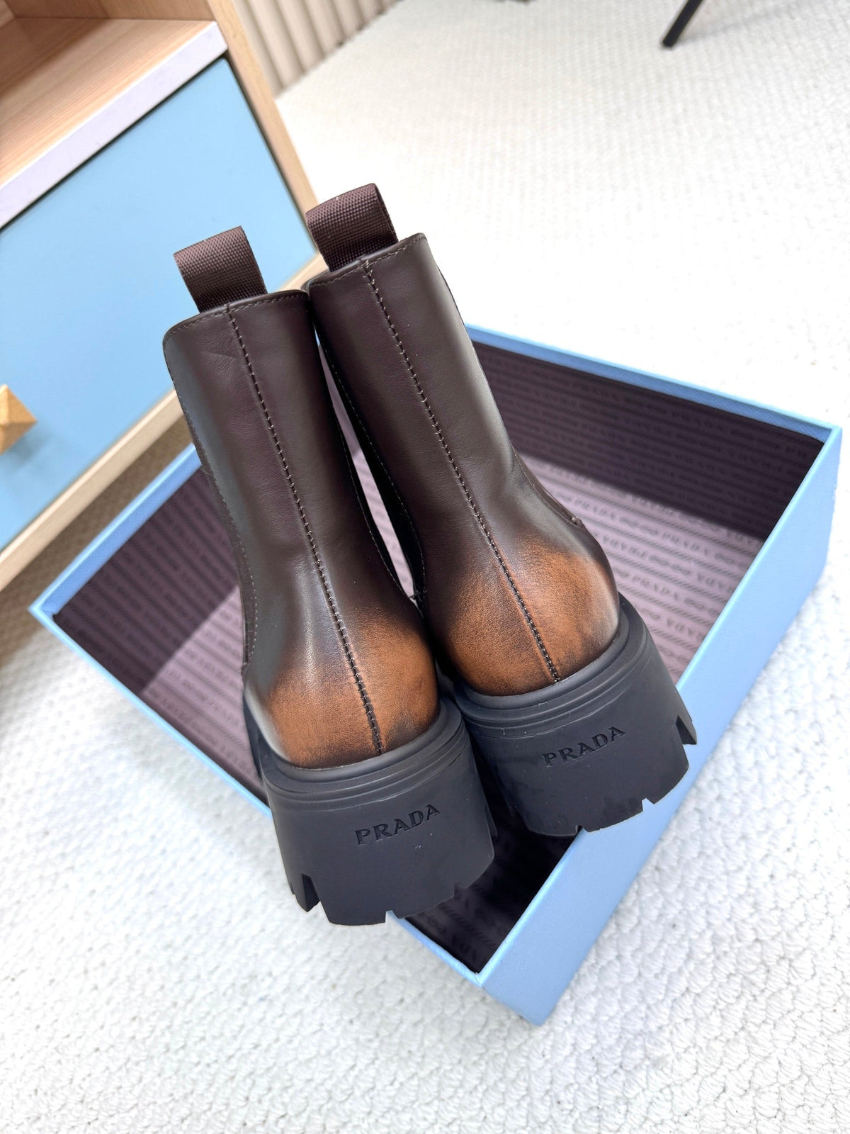 PRA ankle boots dark chocolate brown sheepskin 443662