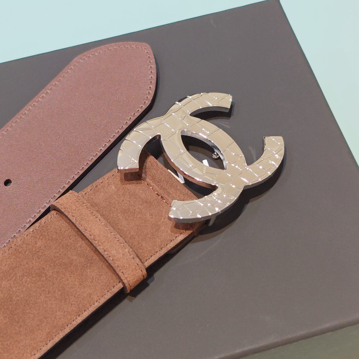 CC Belt 5.0 Brass Hardware Buckle Brown Suede 200103