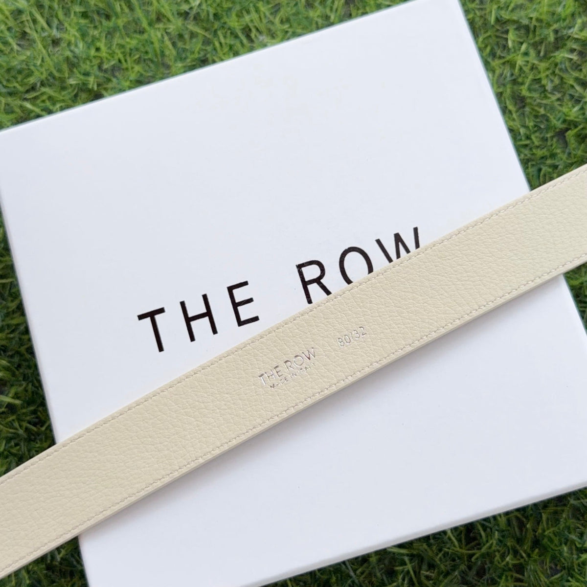 The Row Jin Belt 3cm Cream Sliver Cowhide 211142