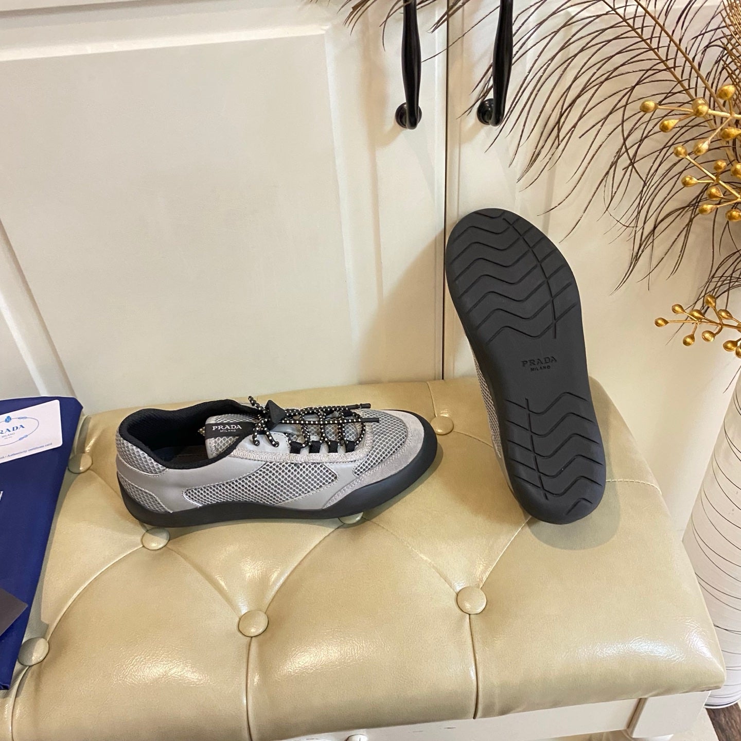 Prada Speedrock Sneaker Grey Suede Mesh 687799
