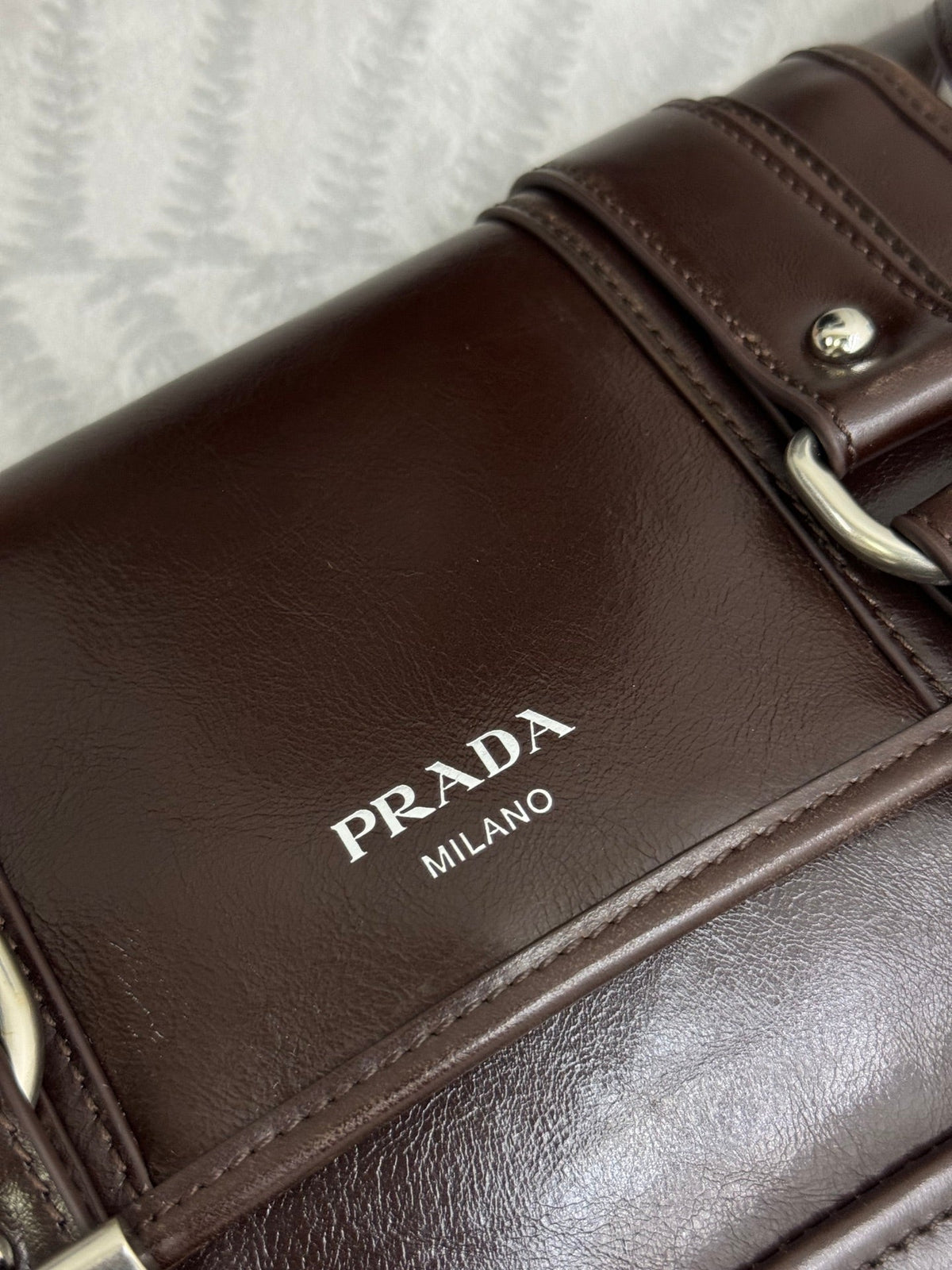Prada 25AW Men's Saddle Bag 22 Coffee Leather