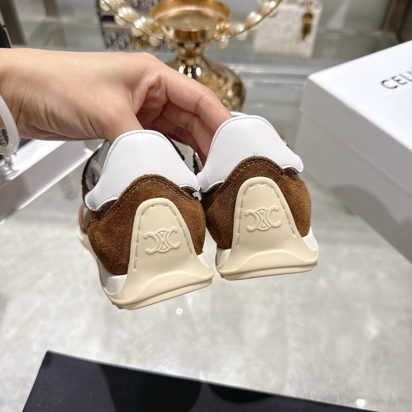 Celine Racer Sneaker Brown Suede Fabric 679819