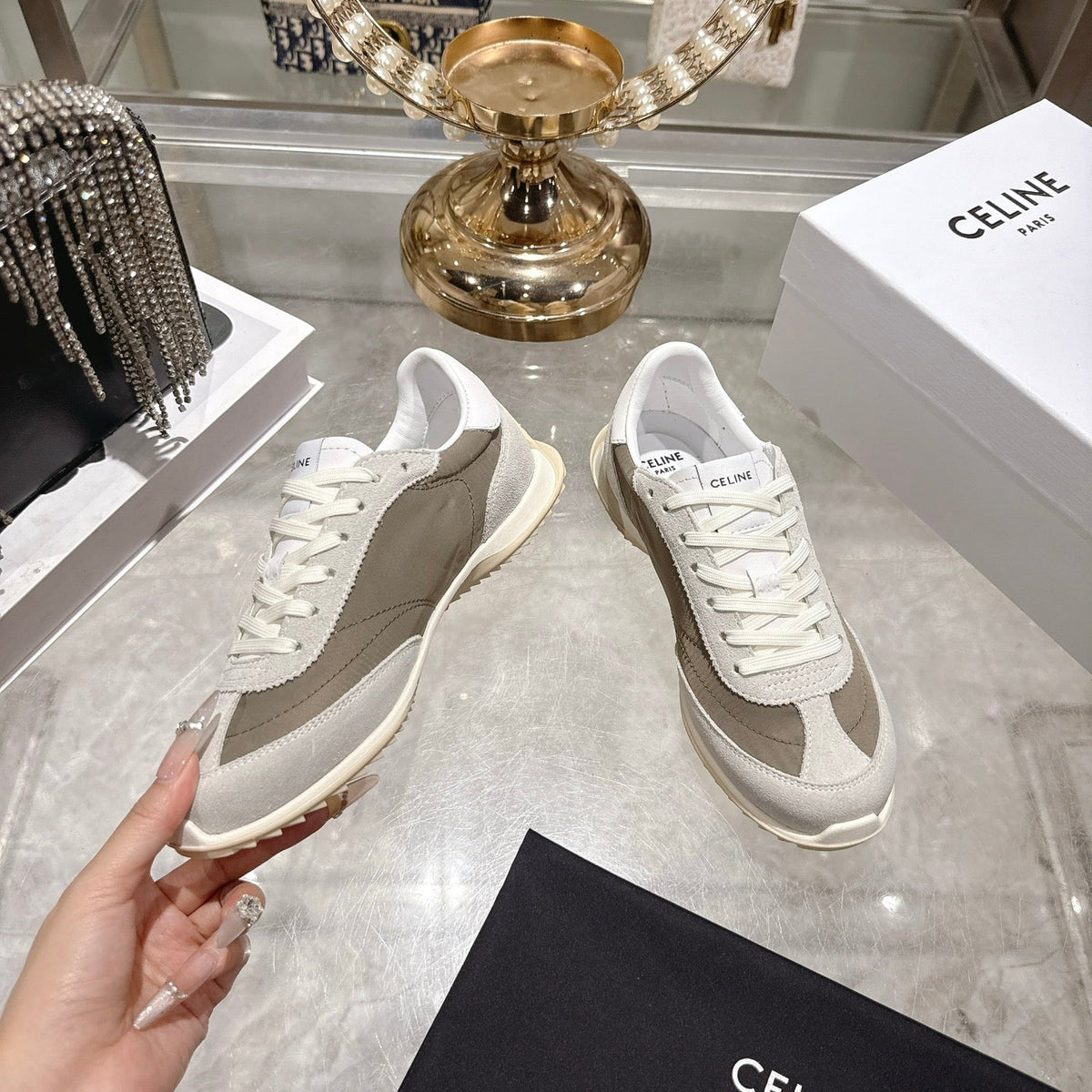 Celine Racer Sneaker Grey Suede Lace 679824