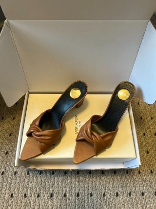 YSL 26ss High Heeled Mules 75 Sheepskin