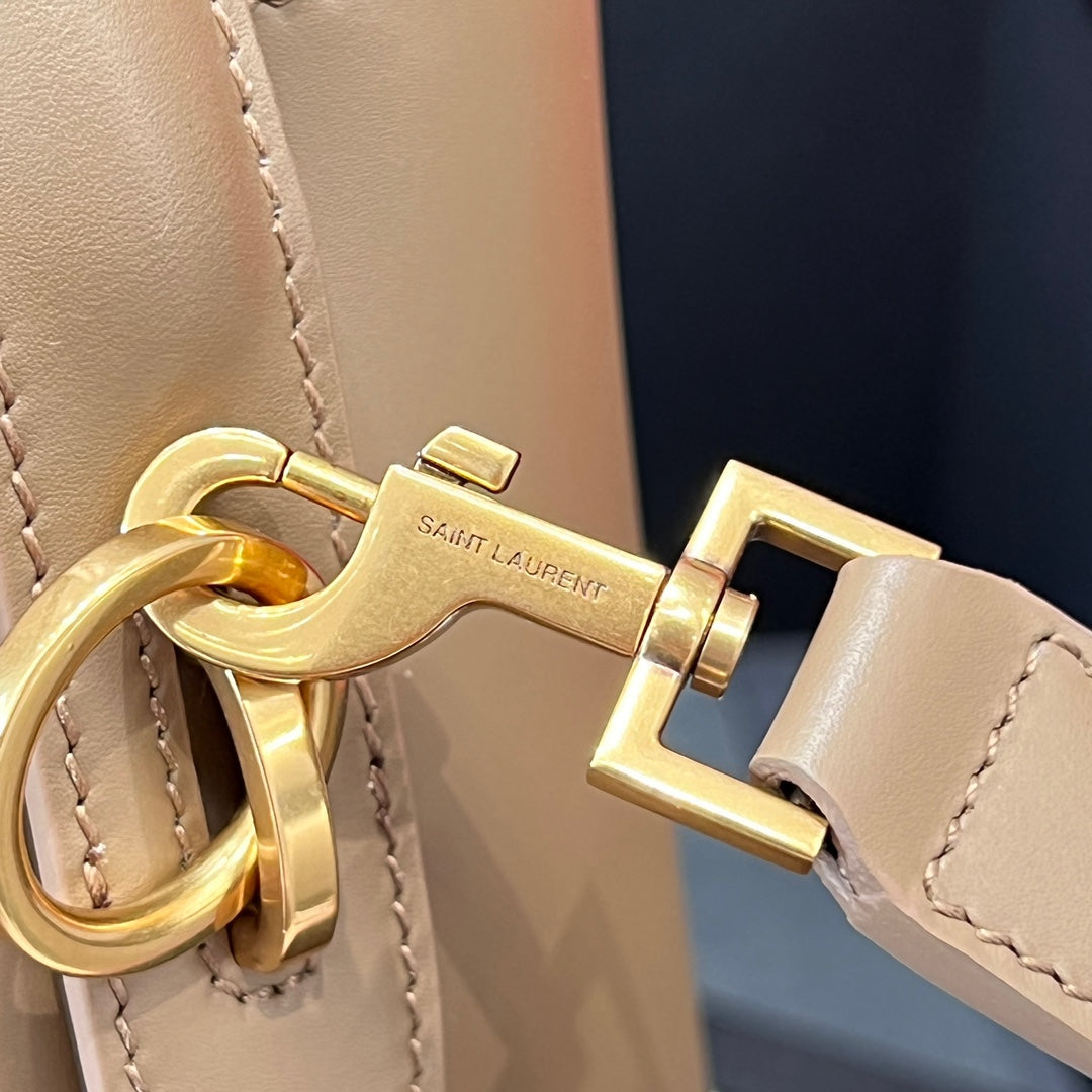YSL Bucket Bag 20 Beige Calfskin Leather