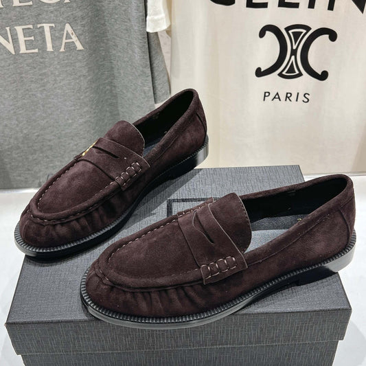 YSL 25 Loafer Brown Black Cowhide Suede 173109