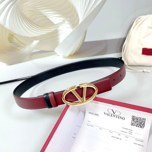 VT The Bold Edition Reversible Belt 30mm Burgundy Calfskin Gold Buckle