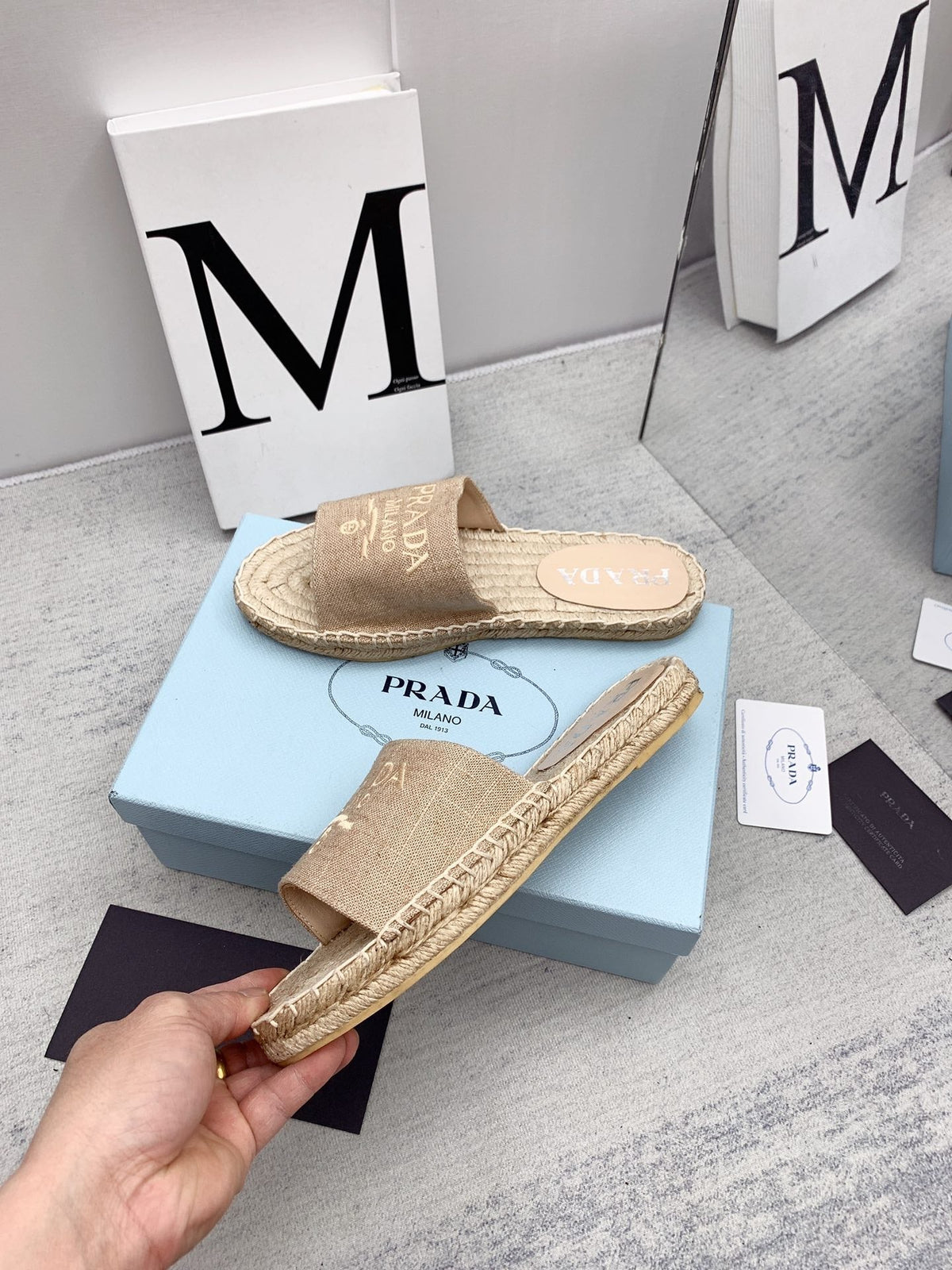 Prada 2026 Slippers Canvas Rope Sole 731171