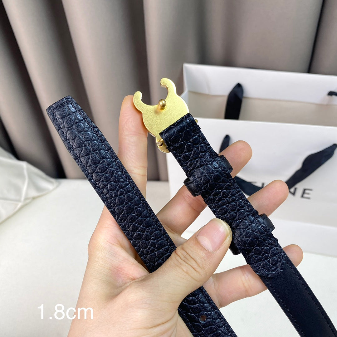 CL Belt 18mm Black Crocodile Embossed Calfskin Ghw