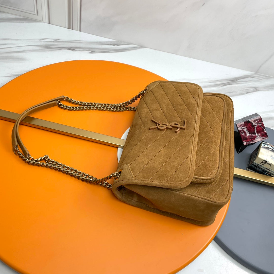 Niki Baby Shoulder Bag 28cm Brown Suede 285493