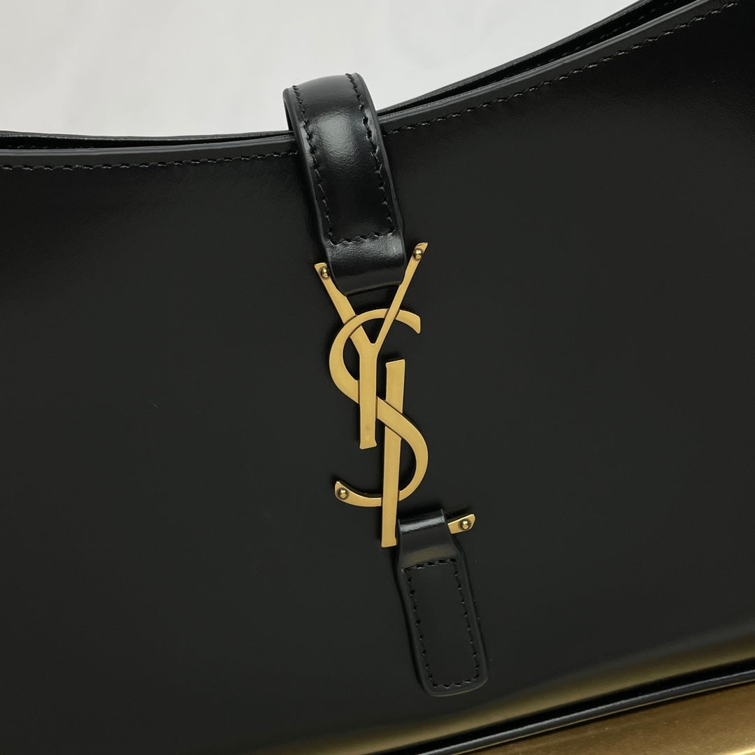 YSL Le 5 À 7 Hobo Bag 25cm Black with Gold hardware in Cowhide 285549