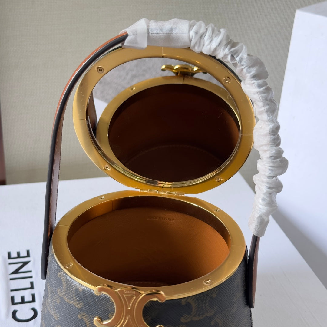 NINA MINAUDIERE 13 IN BLACK TRIOMPHE CANVAS GOLD HARDWARE