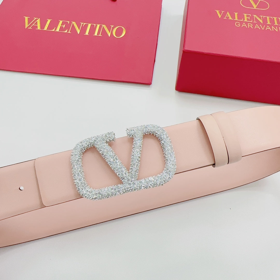 Garavani Reversible VLogo Signature Belt 40mm Light Pink Leather 200703