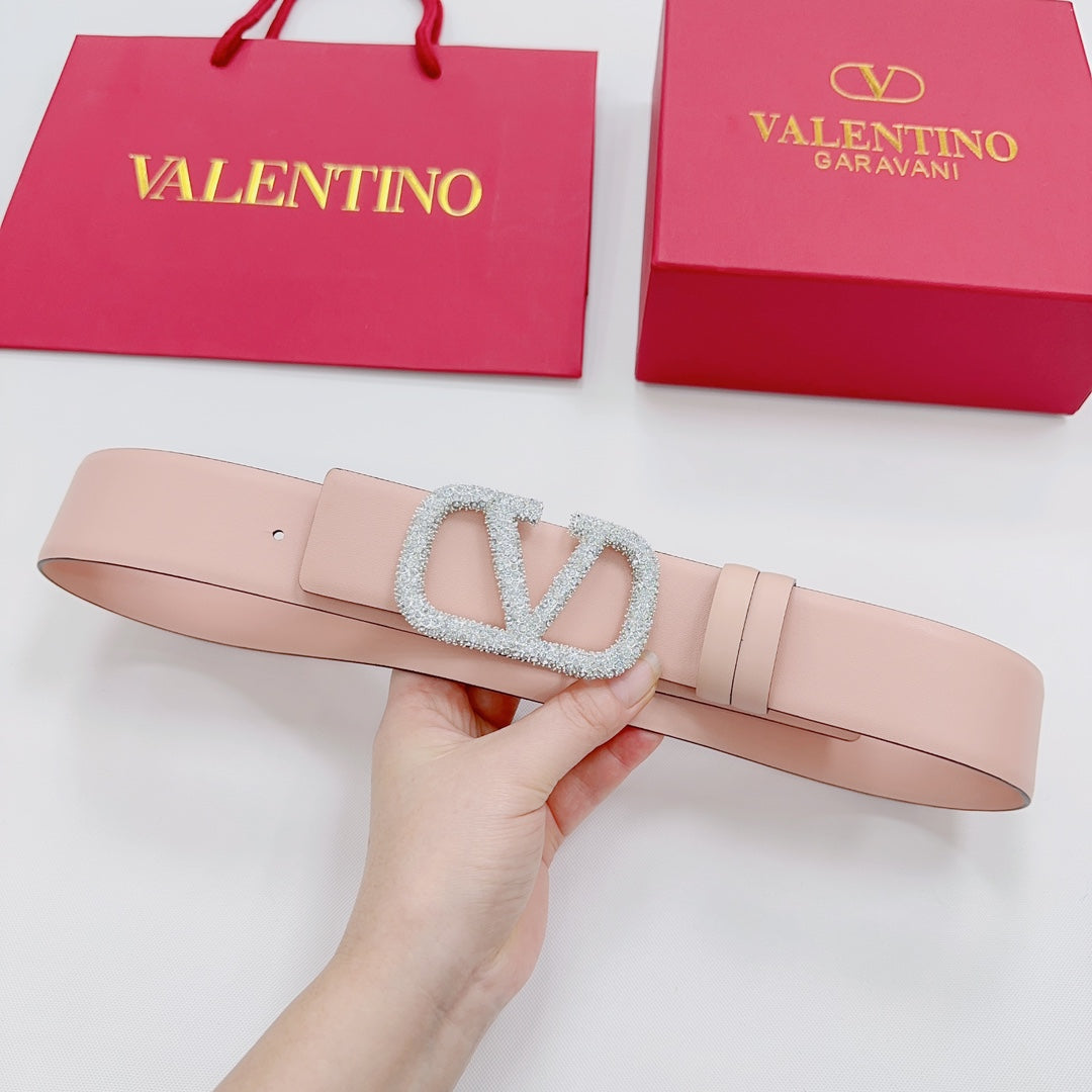 Garavani Reversible VLogo Signature Belt 40mm Light Pink Leather 200703