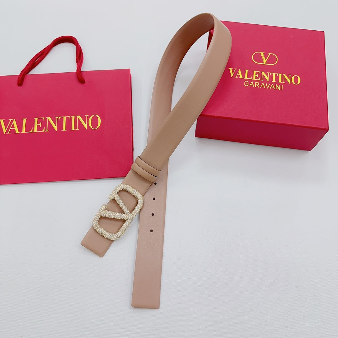 Garavani Reversible VLogo Signature Belt 40mm Beige Leather 200691