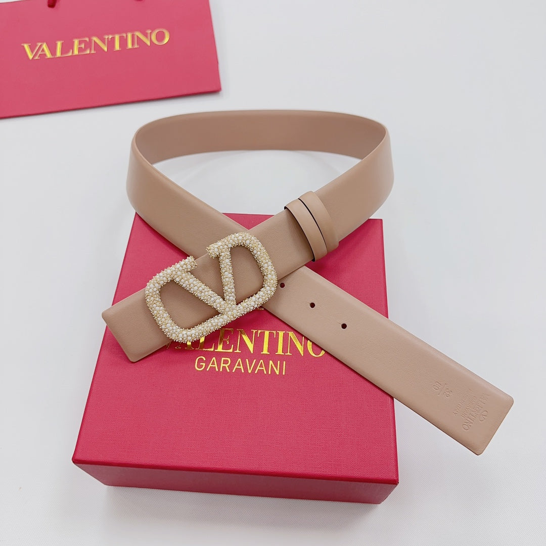 Garavani Reversible VLogo Signature Belt 40mm Beige Leather 200691
