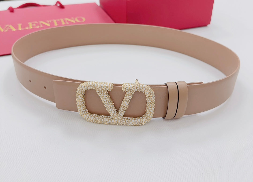 Garavani Reversible VLogo Signature Belt 40mm Beige Leather 200691