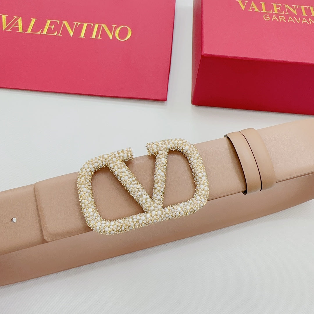 Garavani Reversible VLogo Signature Belt 40mm Beige Leather 200691