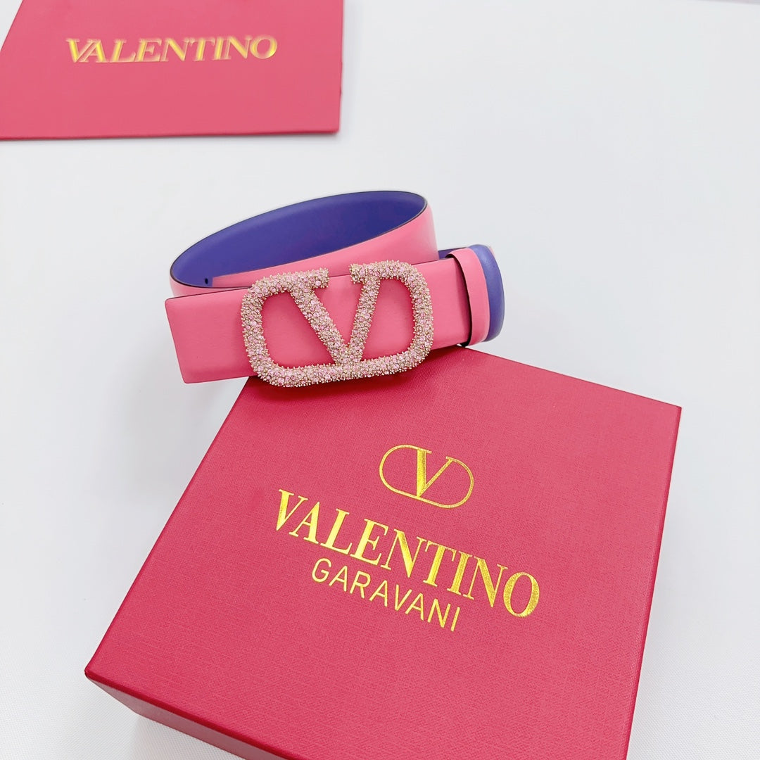 Garavani Reversible VLogo Signature Belt 40mm Light Pink Purple Leather 127711