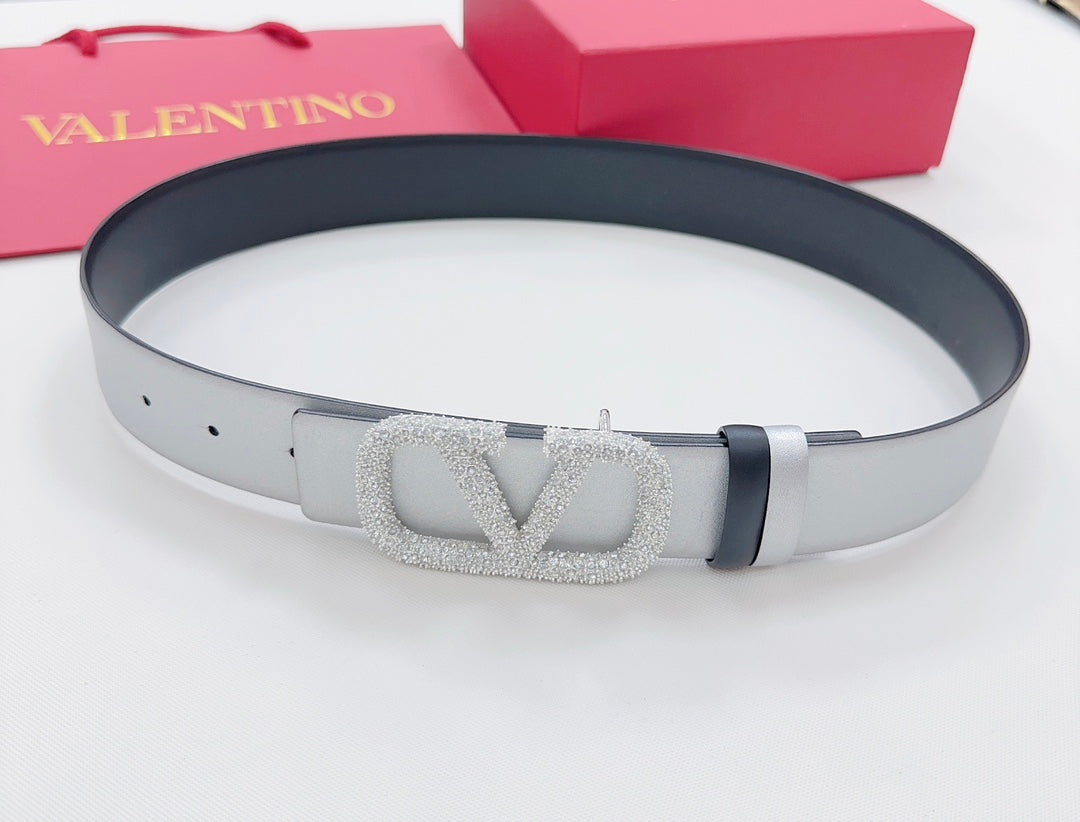 Garavani Reversible VLogo Signature Belt 40mm Black Sliver Leather 127709