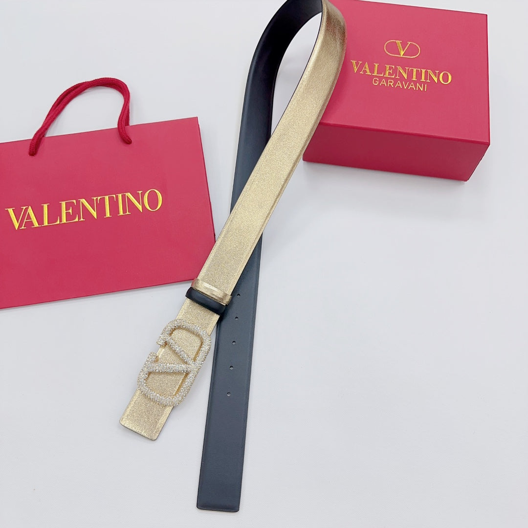 Garavani Reversible VLogo Signature Belt 40mm Black Gold Leather 127708