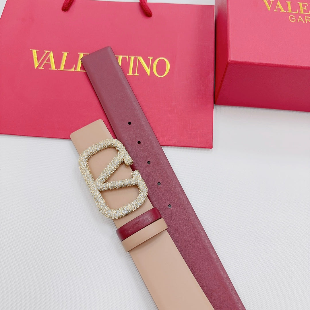 Garavani Reversible VLogo Signature Belt 40mm Beige Red Leather 127713
