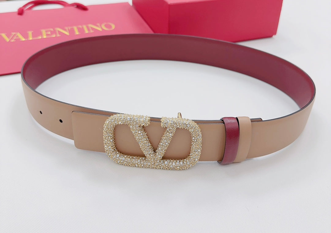 Garavani Reversible VLogo Signature Belt 40mm Beige Red Leather 127713