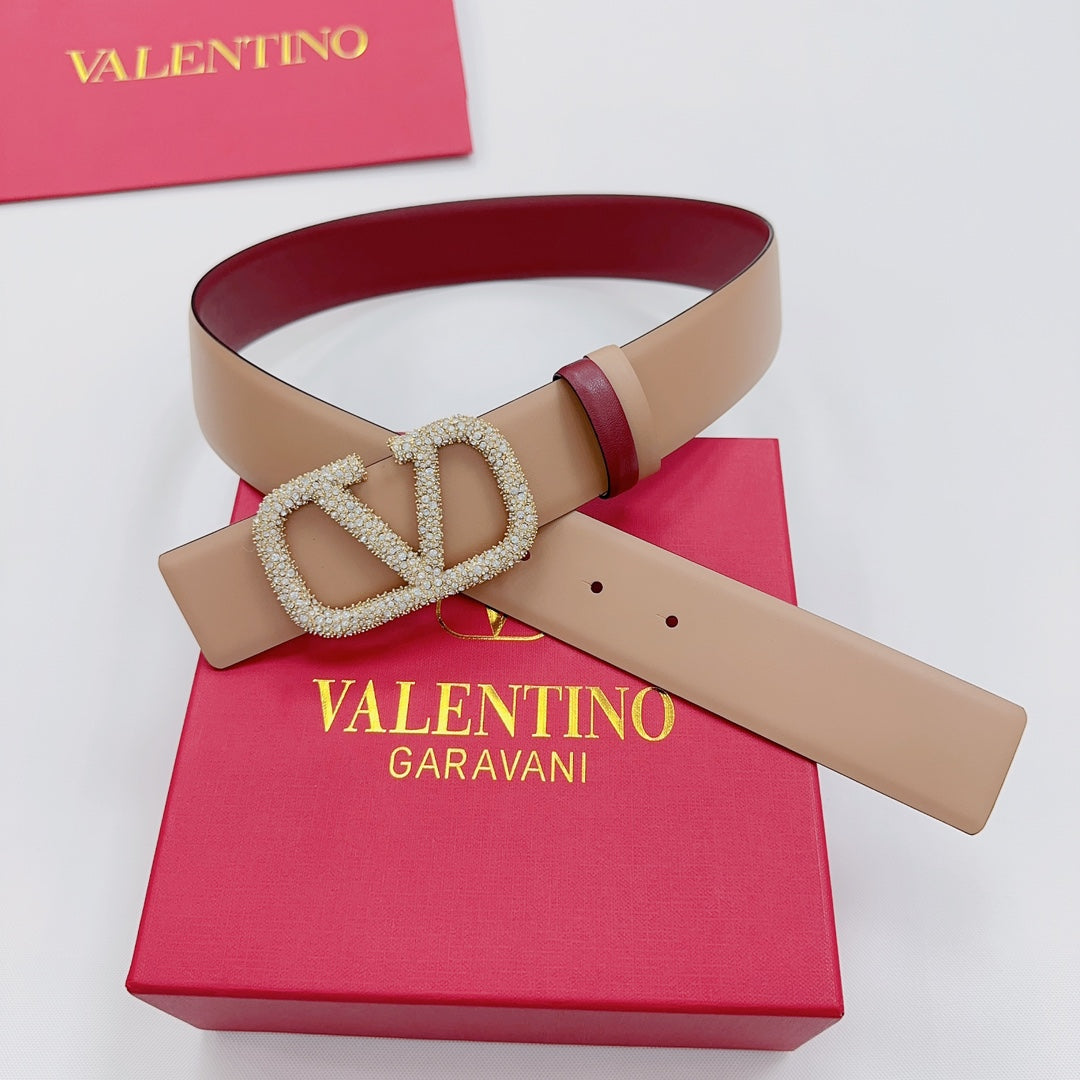 Garavani Reversible VLogo Signature Belt 40mm Beige Red Leather 127713