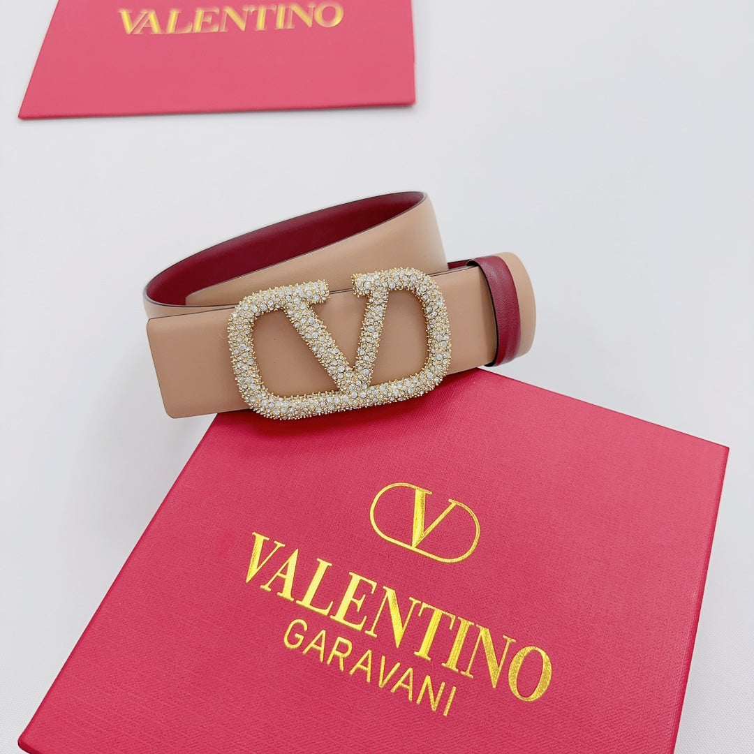 Garavani Reversible VLogo Signature Belt 40mm Beige Red Leather 127713