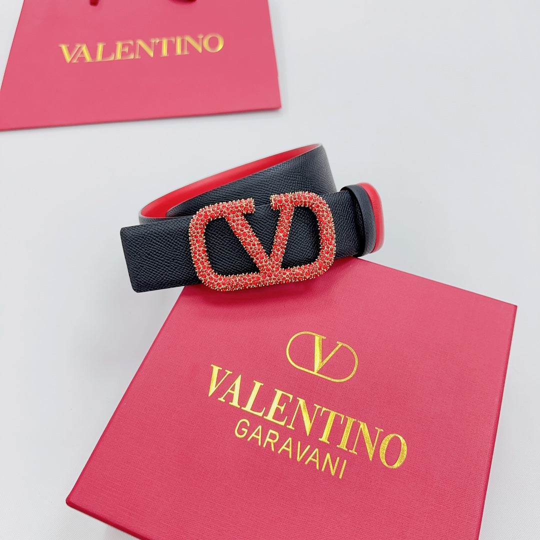 Garavani Reversible VLogo Signature Belt 40mm Black Red Leather 200699