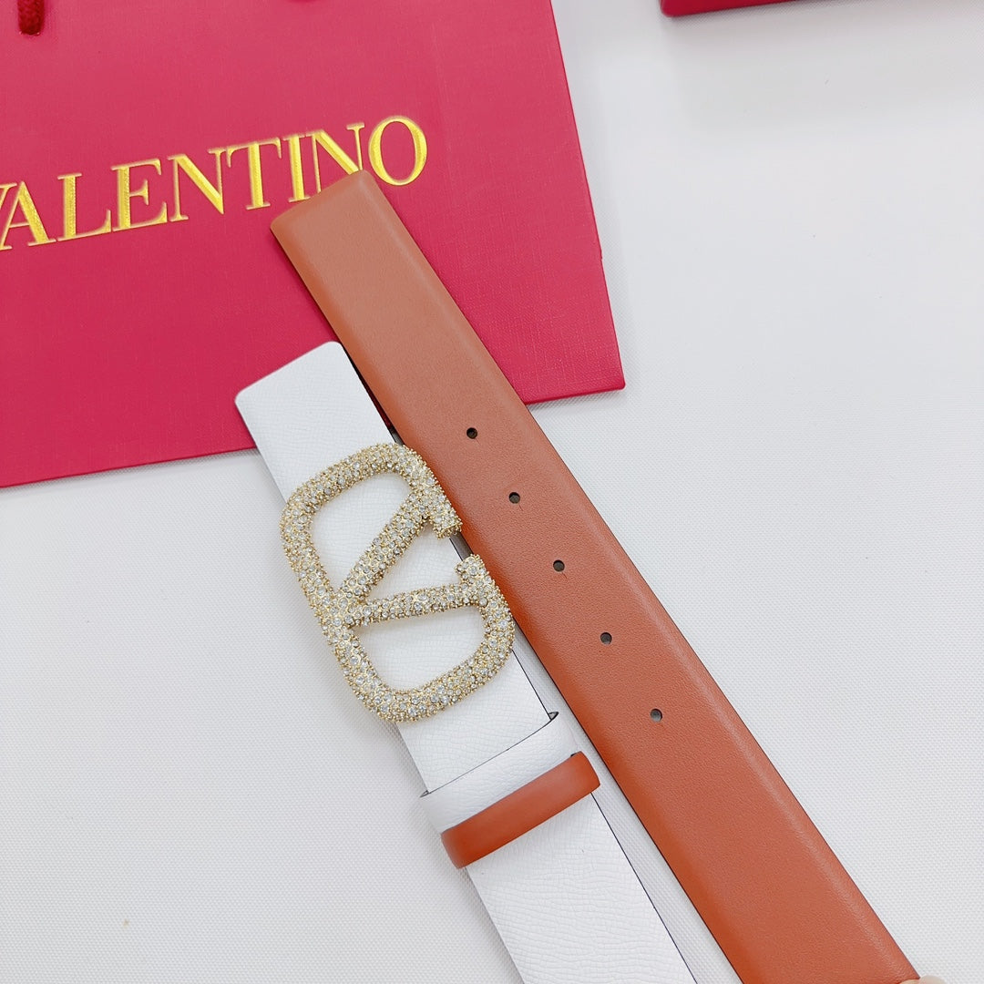 Garavani Reversible VLogo Signature Belt 40mm White Brown Leather 200706
