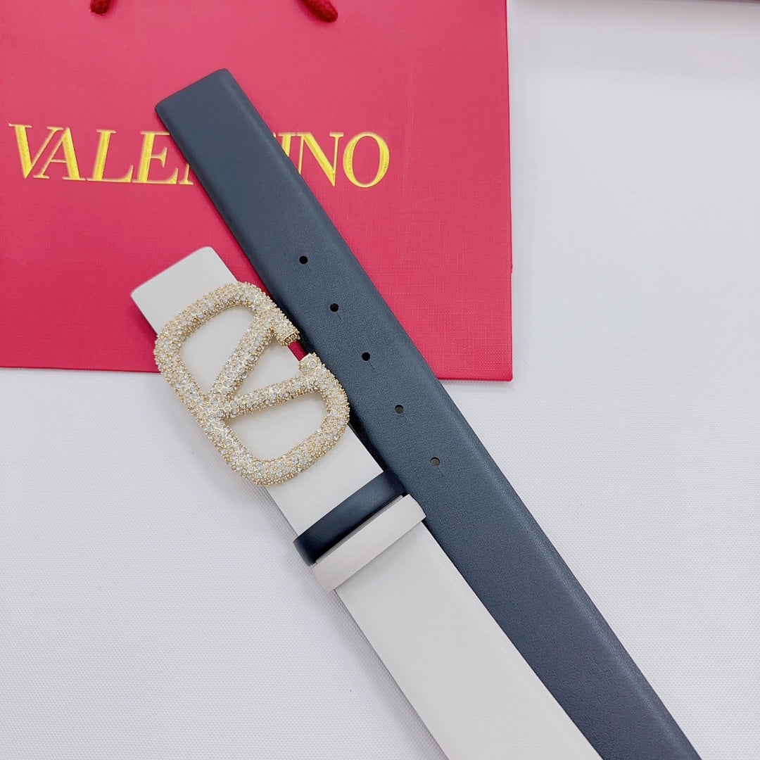 Garavani Reversible VLogo Signature Belt 40mm Light Grey Black Leather 200705