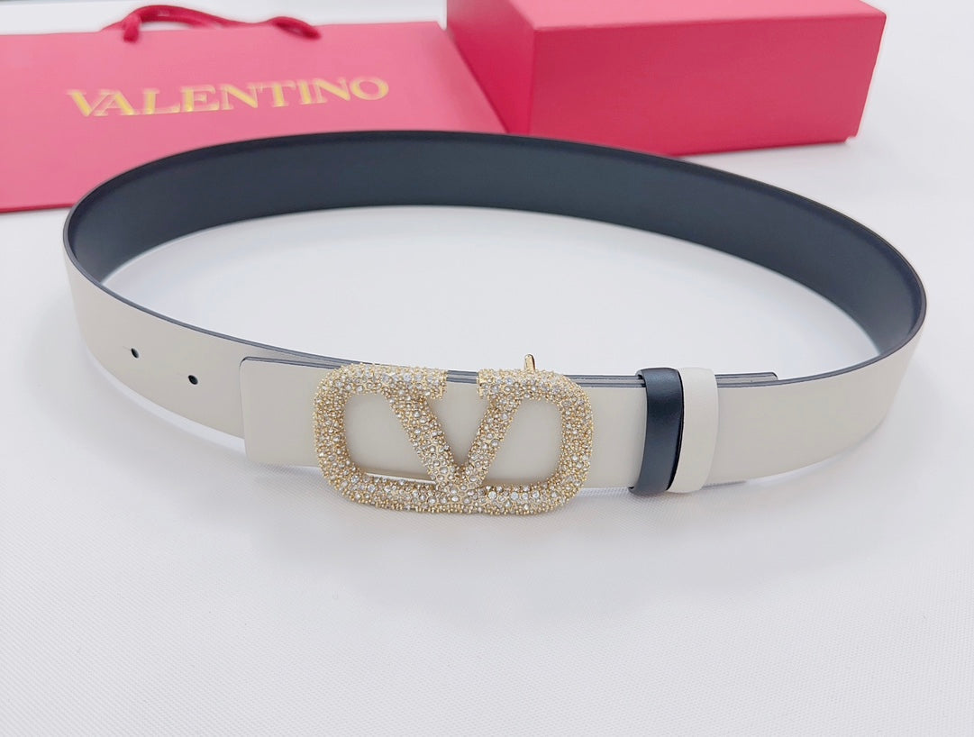 Garavani Reversible VLogo Signature Belt 40mm Light Grey Black Leather 200705