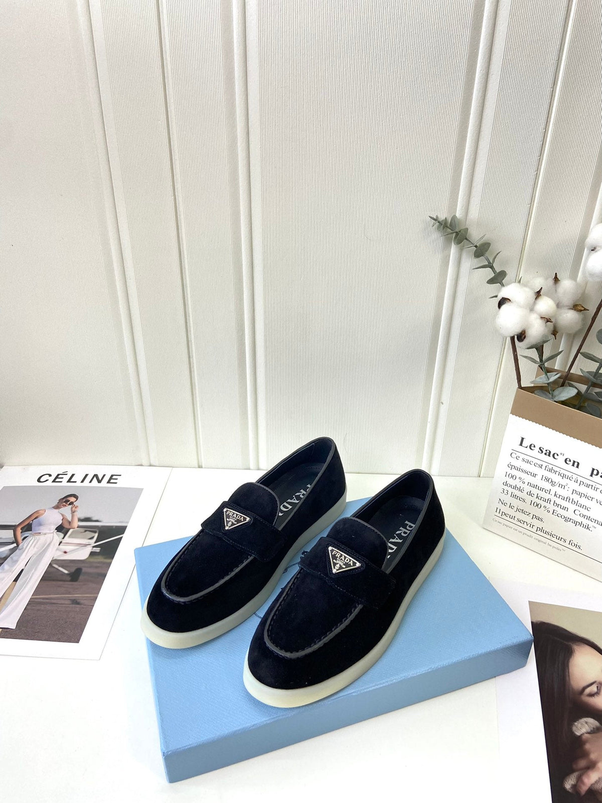 Prada Silhouette Loafers Black Soft Suede 839215