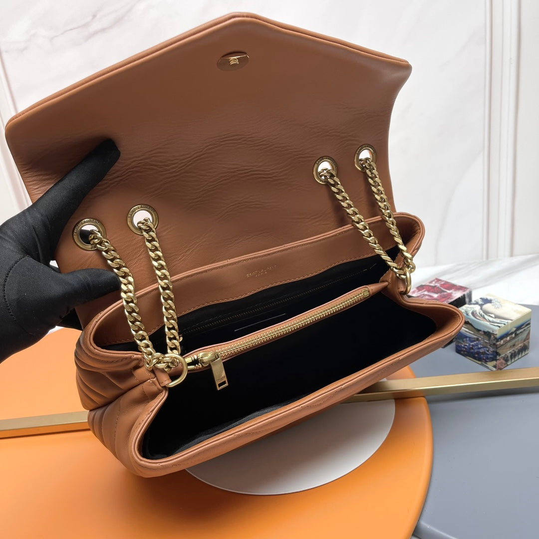 YSL Large Loulou Bag 33cm Tan Brown Lambskin