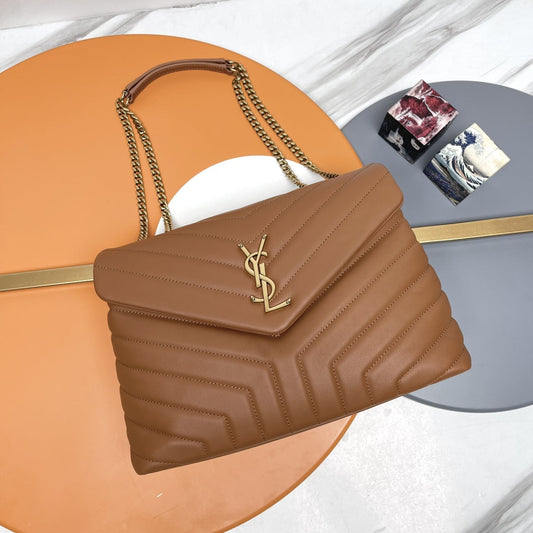 YSL Large Loulou Bag 33cm Tan Brown Lambskin