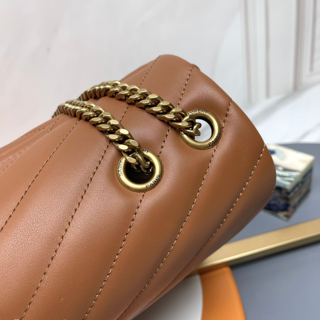YSL Large Loulou Bag 33cm Tan Brown Lambskin