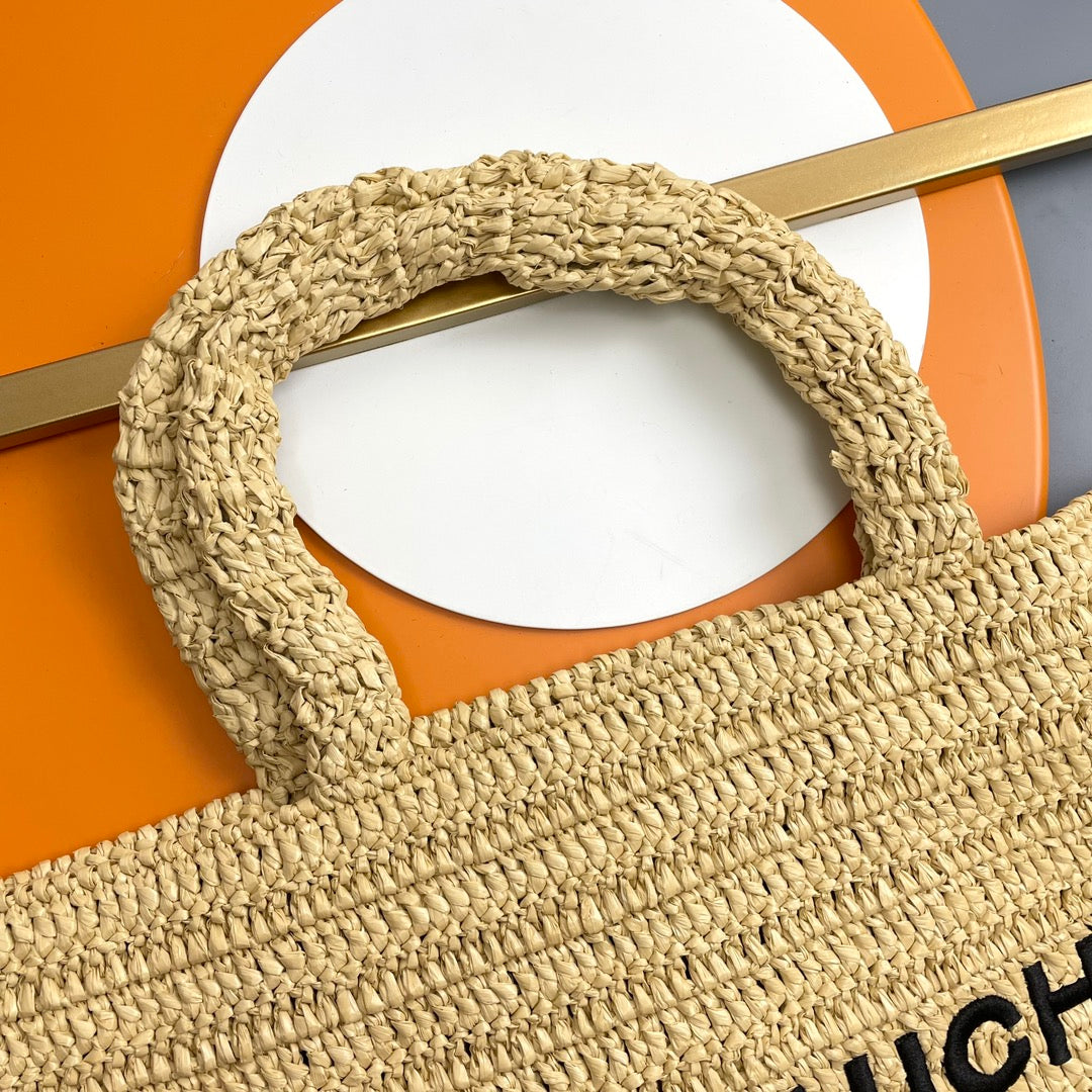 YSL Rive Gauche Tote Bag 38cm Straw Color in Raffia 285698