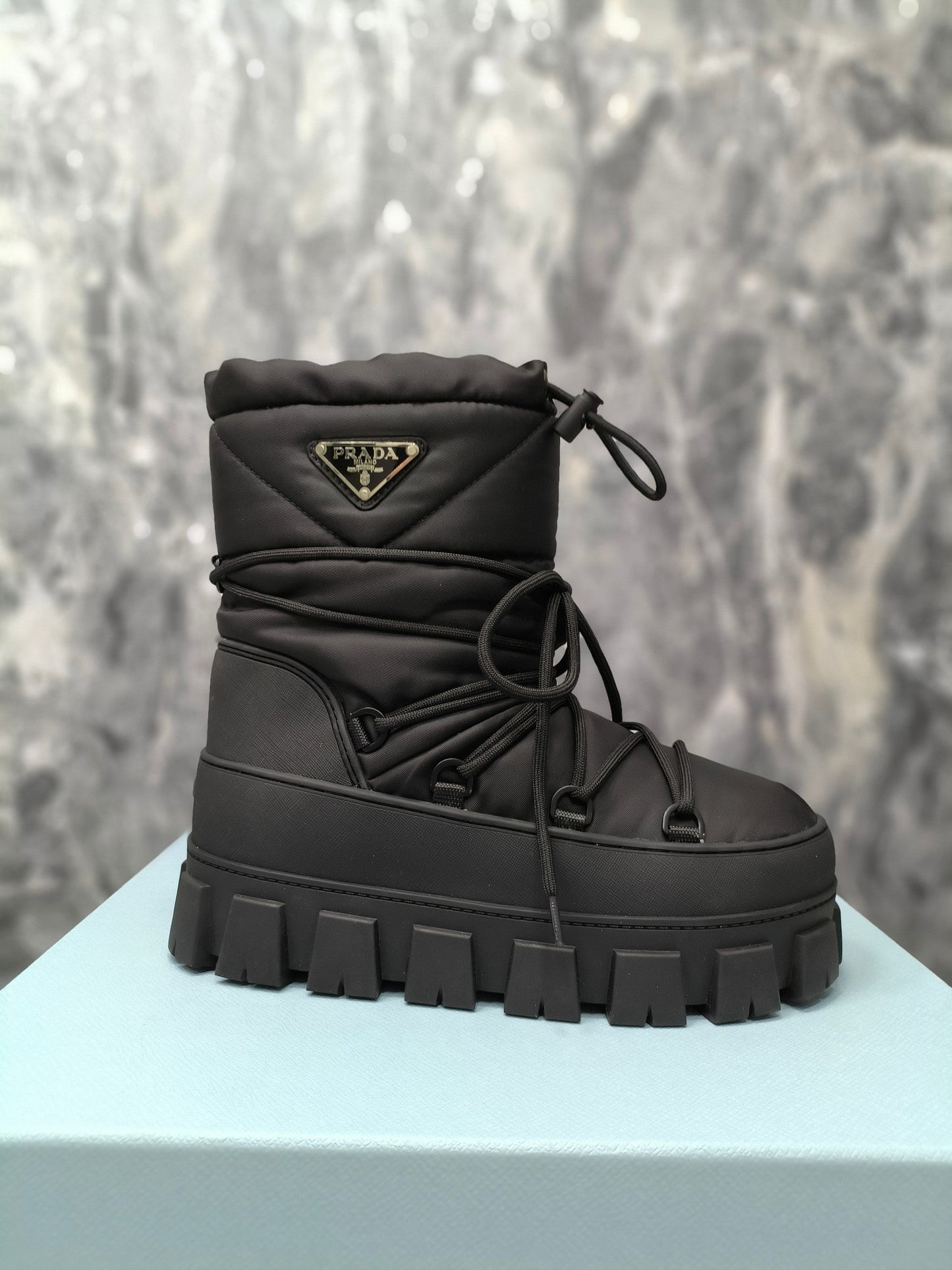PRA RE-NYLON GABARDINE APRÈS SKI BOOTIES BLACK
